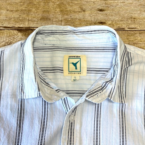 Natural Blue Large Mens Shirt Stiped by Visitor - Picture 7 of 7